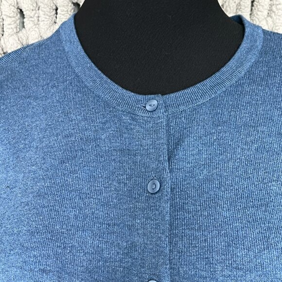 2 H&M Fine Knit Crewneck Cardigans Navy Blue & Medium Blue SIze M - Picture 2 of 16